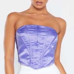 Pretty Little Thing Lilac Satin Hook & Eye Corset